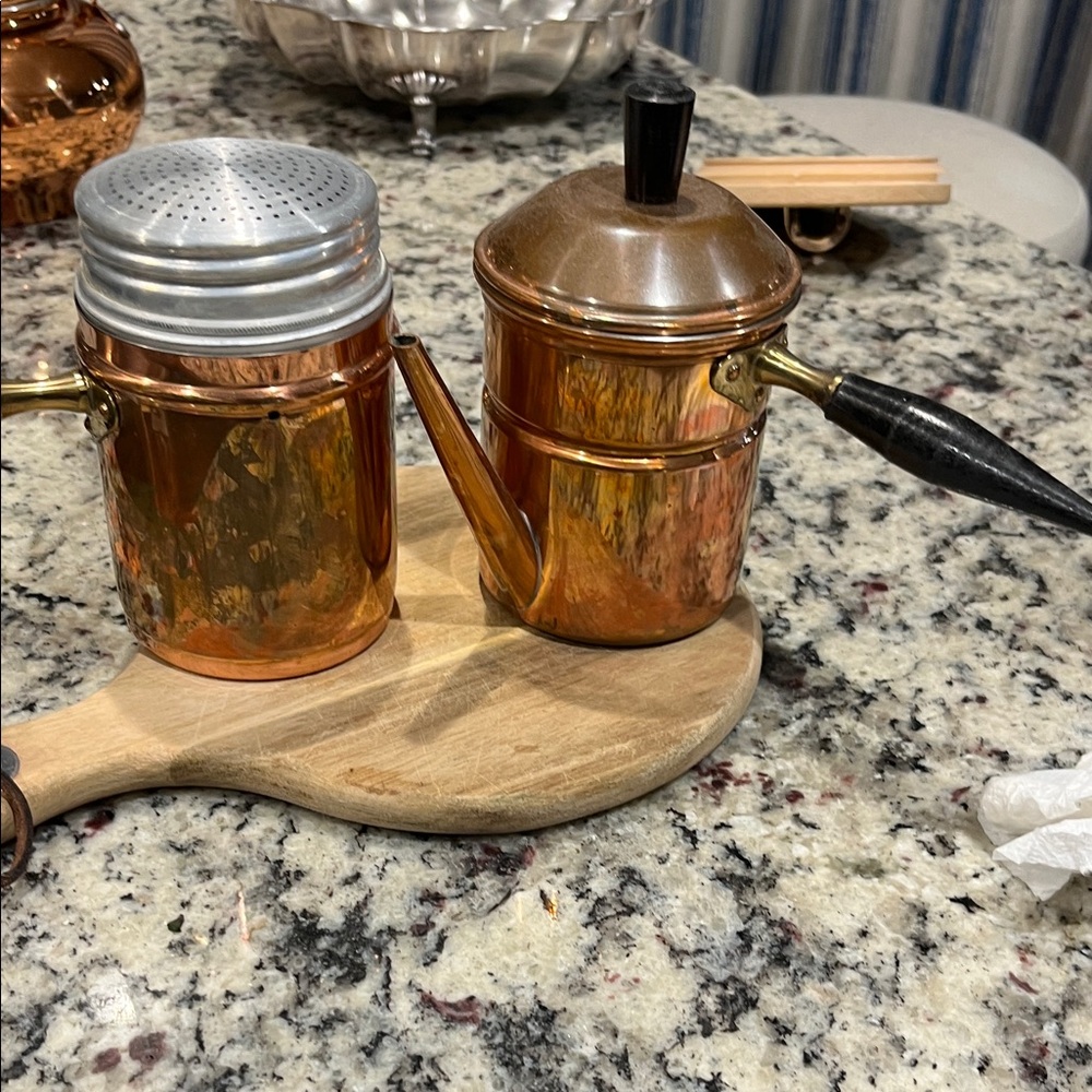 Copper and Silver Kitchen Canister Set